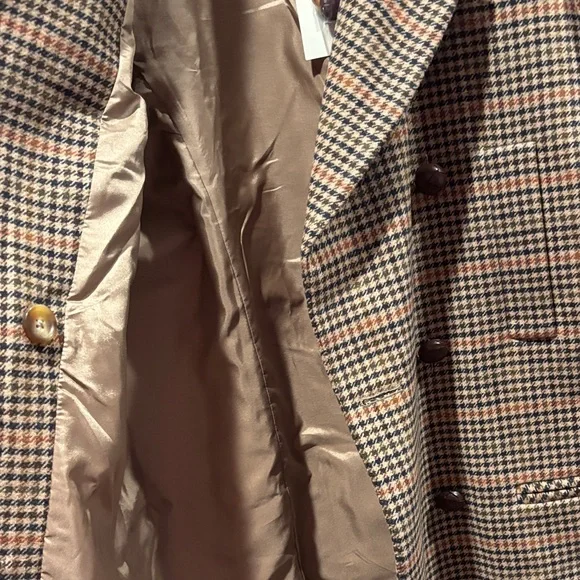 Tuckernuck Brown Plaid Double-Breasted Pea Coat - Picture 2 of 3